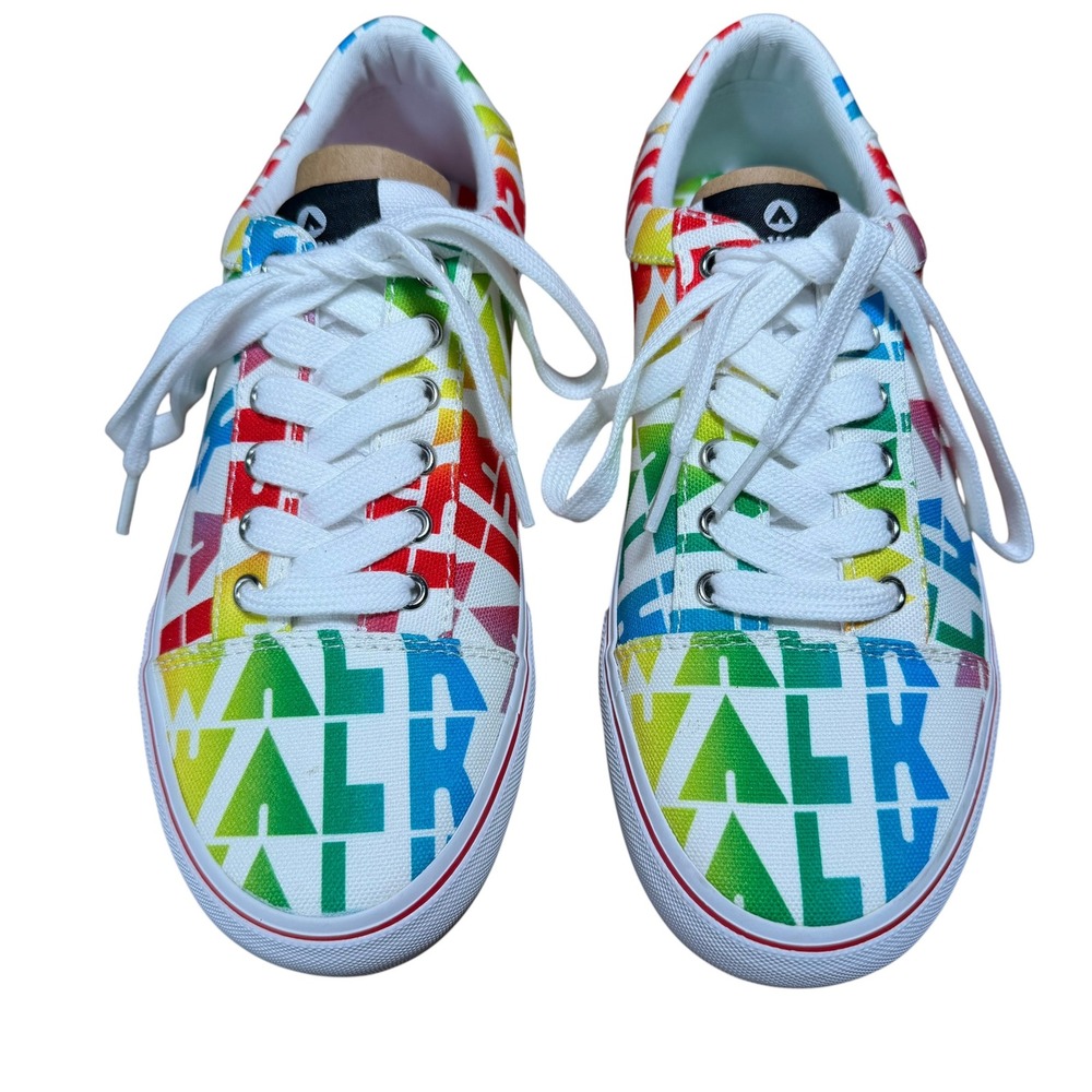 Airwalk Sneakers Mens 7 White Rainbow All Over Logo Print Low Top WAALYAJ